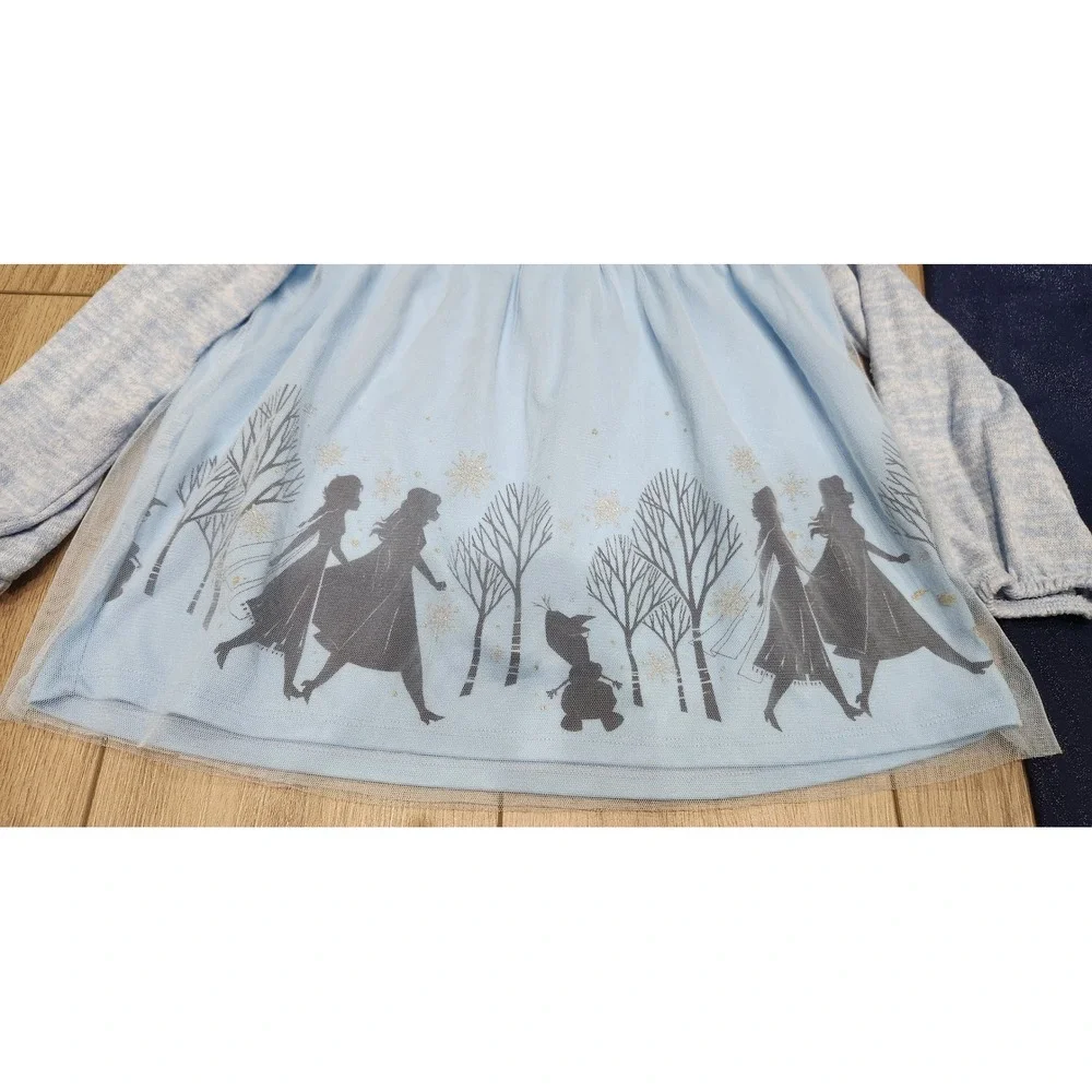 Disney Frozen II‎ Elsa Anna Olaf Tunic Top Sparkle Leggings Girls Outfit Size 4T
